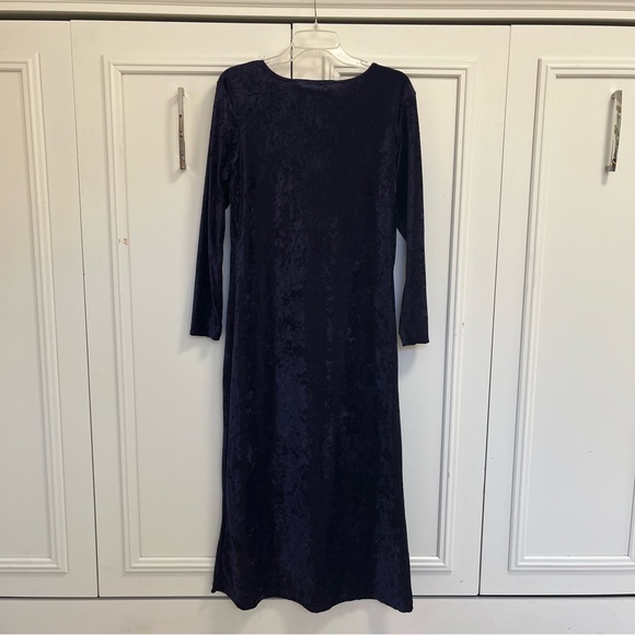 Vintage Deep Blue Long Sleeve Dress Velvet - Picture 5 of 5